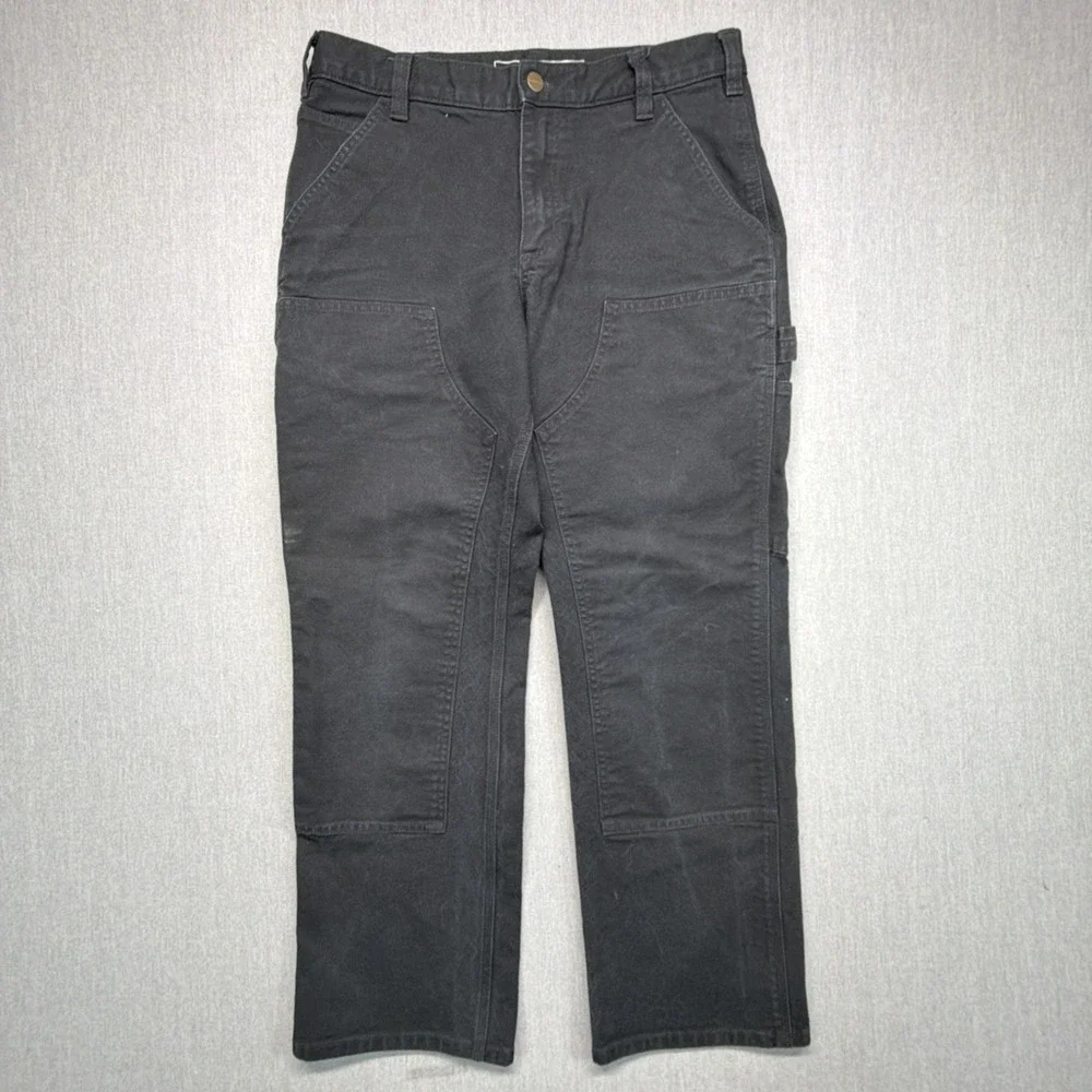 CARHARTT Jeans Mens 33x30 (Fits 32x29) Black DOUBLE KNEE Relaxed Fit Workwear